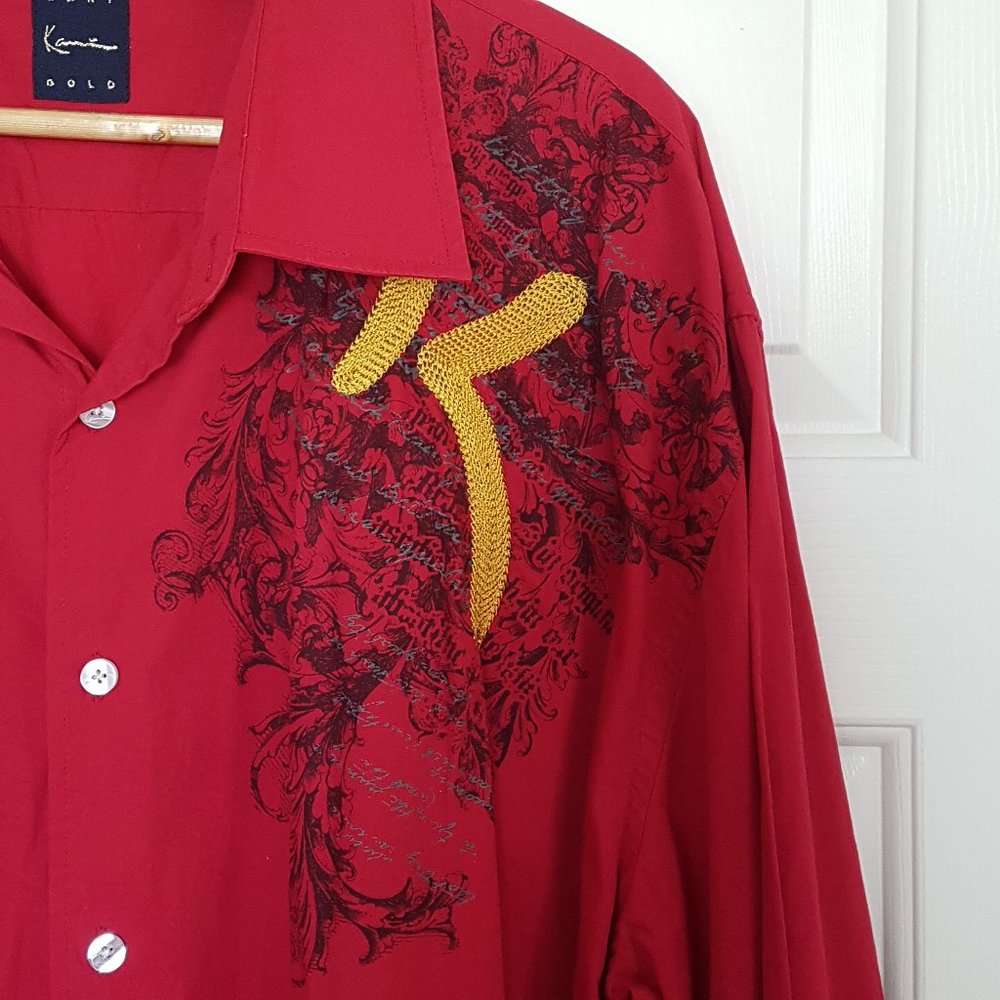 Kani Gold Button Down Graphic Shirt Size 4X